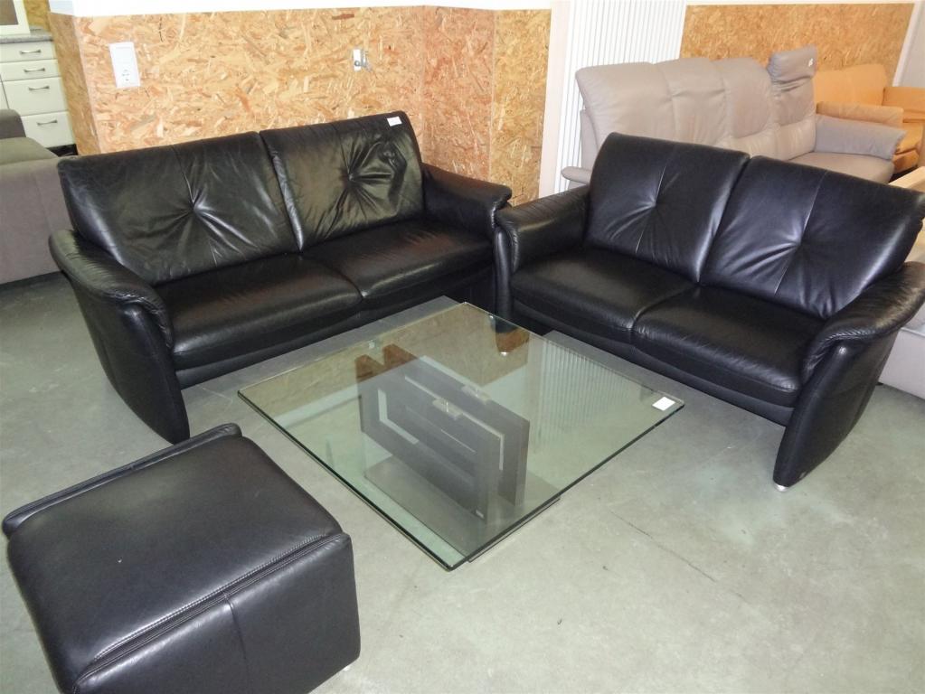 (19884) Mustering Ledercouch schwarz, 250,- €