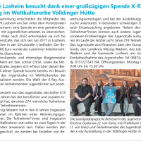 Jugendcafé Losheim besucht dank einer großzügigen Spende X-Ray-Ausstellung im Weltkulturerbe Völklinger Hütte